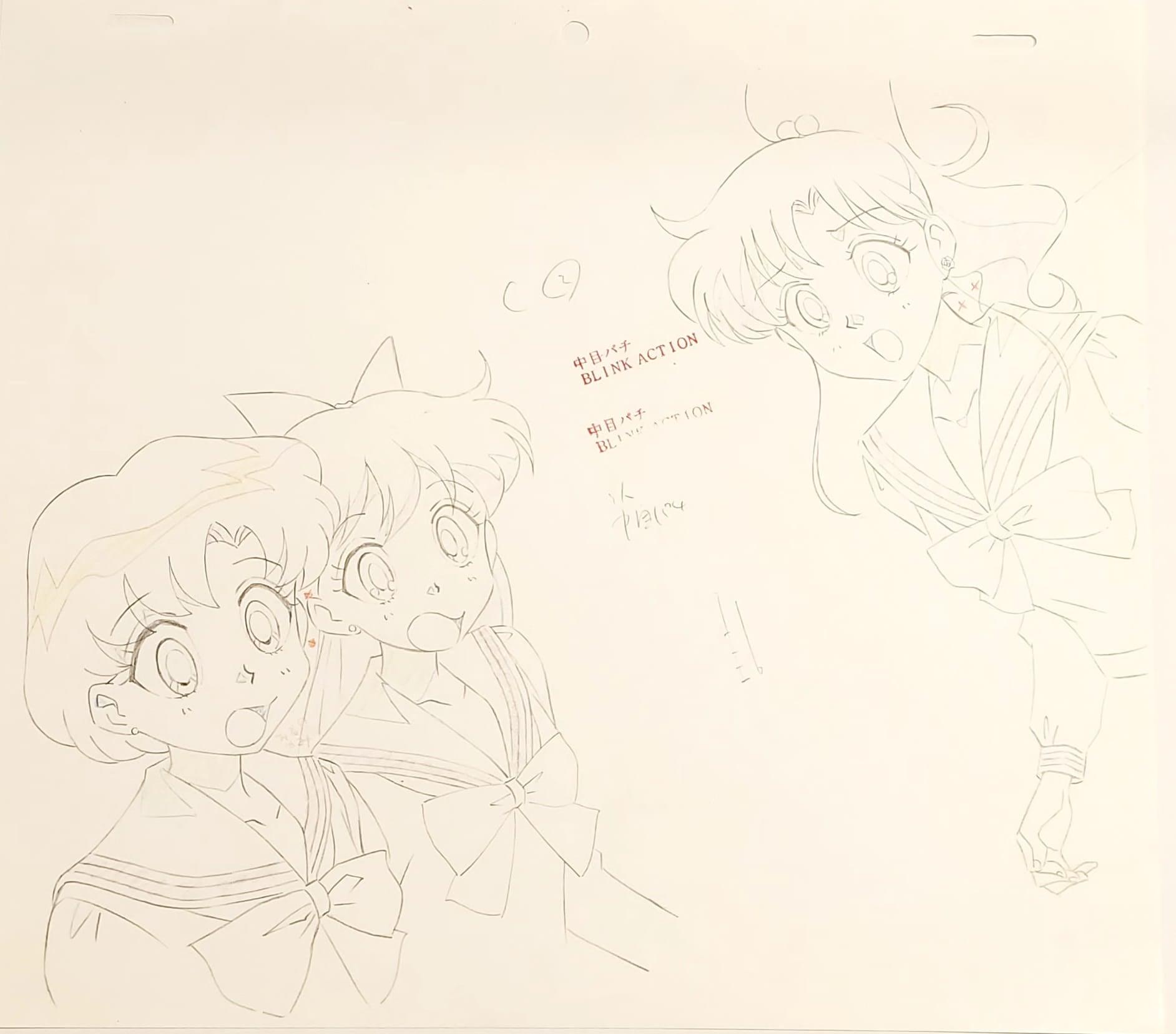 Sailor Moon Original Drawing (Kino Makoto, Aino Minako & Mizuno Ami)